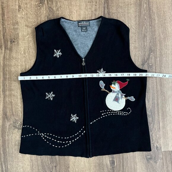 Woolrich Snowman Christmas Winter Holiday Zip Front Sweater Vest Sz M - Picture 6 of 12